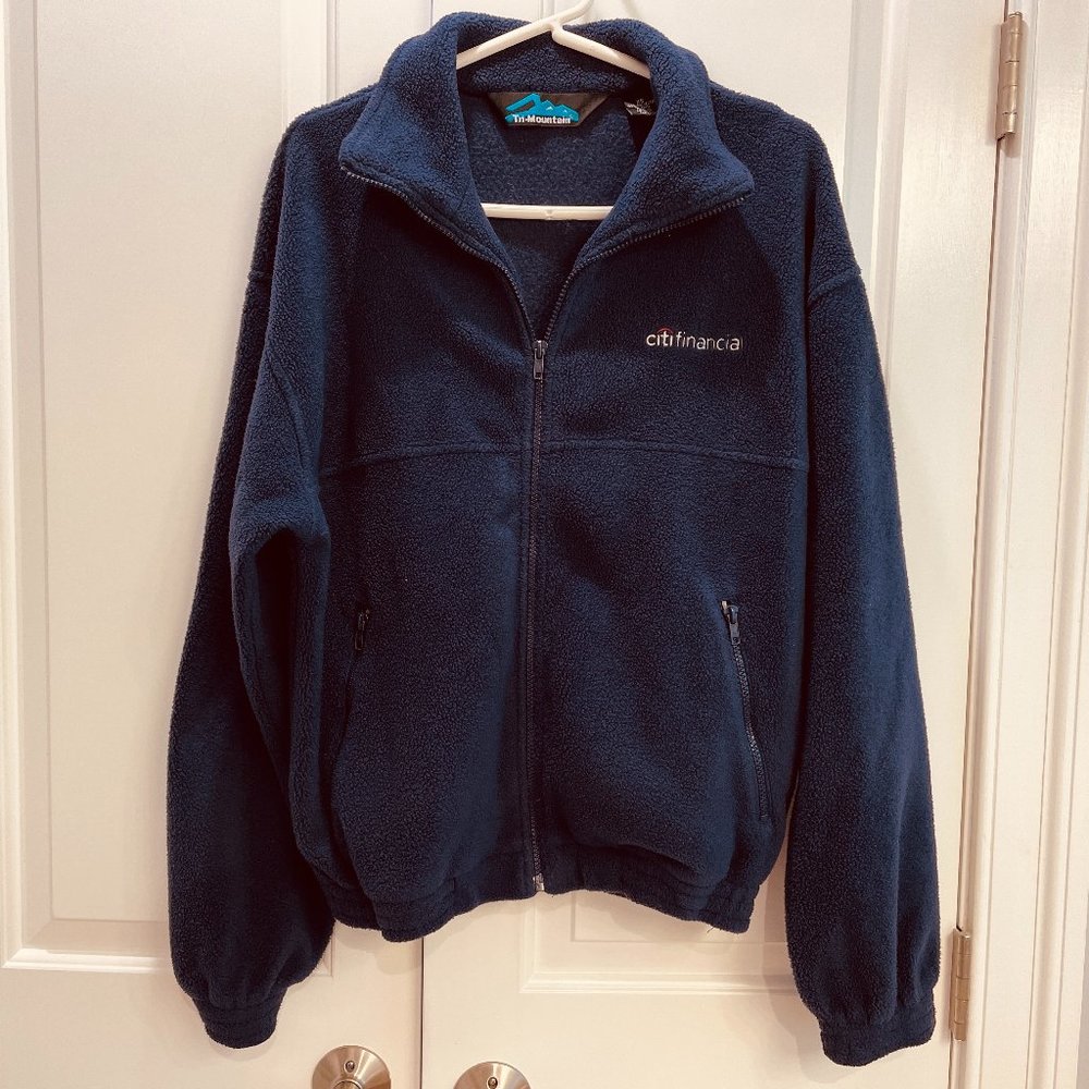 EUC Tri-Mountain Fleece Jacket, Navy, "CitiFinancial" Logo, Zip, Polyester, XS